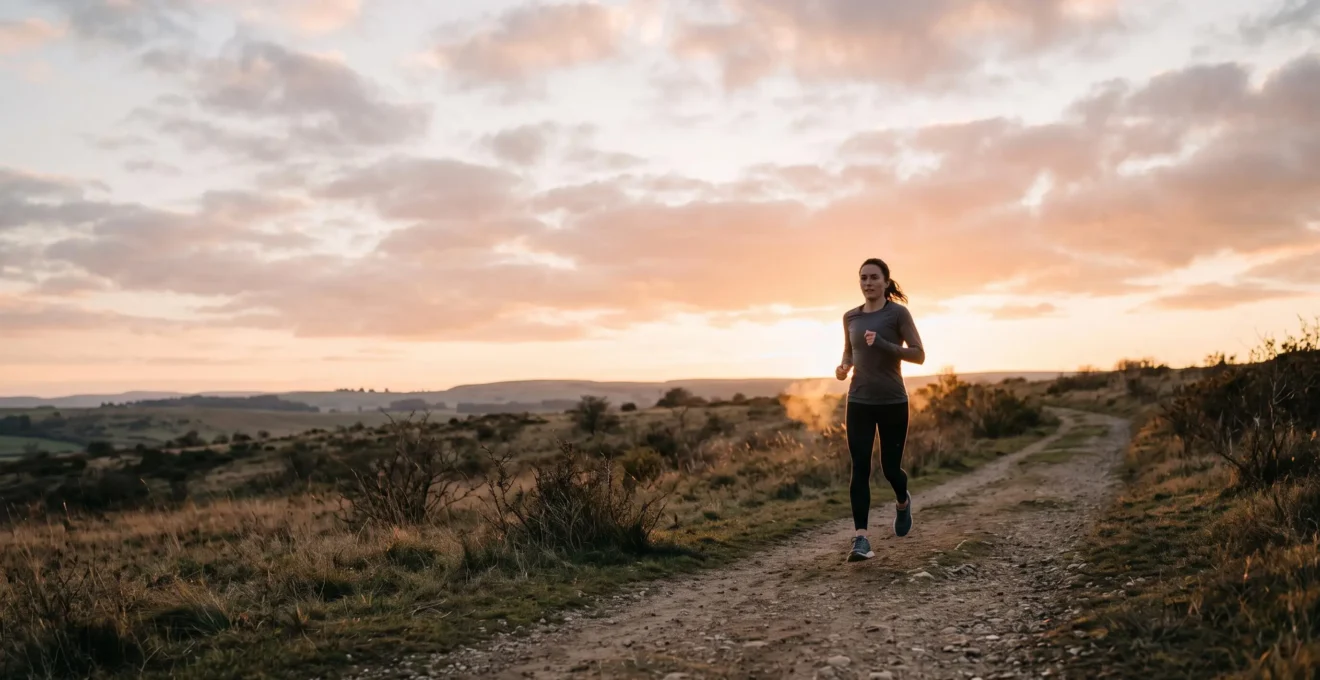 Coureur de profil à contre-jour illustrant l'effort d'endurance et l'adaptation cardio-respiratoire