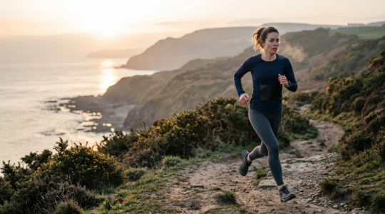 Coureur en pleine foulée au lever du soleil, symbolisant la transformation de l'endurance et l'augmentation du VO2 max